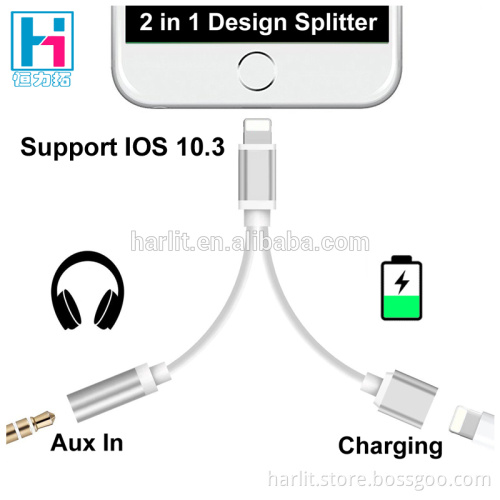 Upgraded New 2 in 1 Audio Charge Adapter Cable For iPhone 7 With 3.5 Jack Aux Support Latest IOS 10.3.2 System